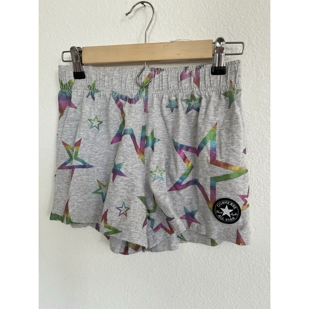 Converse Girls Pastel Star Print Cotton Shorts Sz 12-13 Years Large Gray Y2K